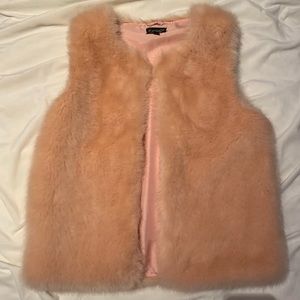 light pink Top Shop faux fur vest